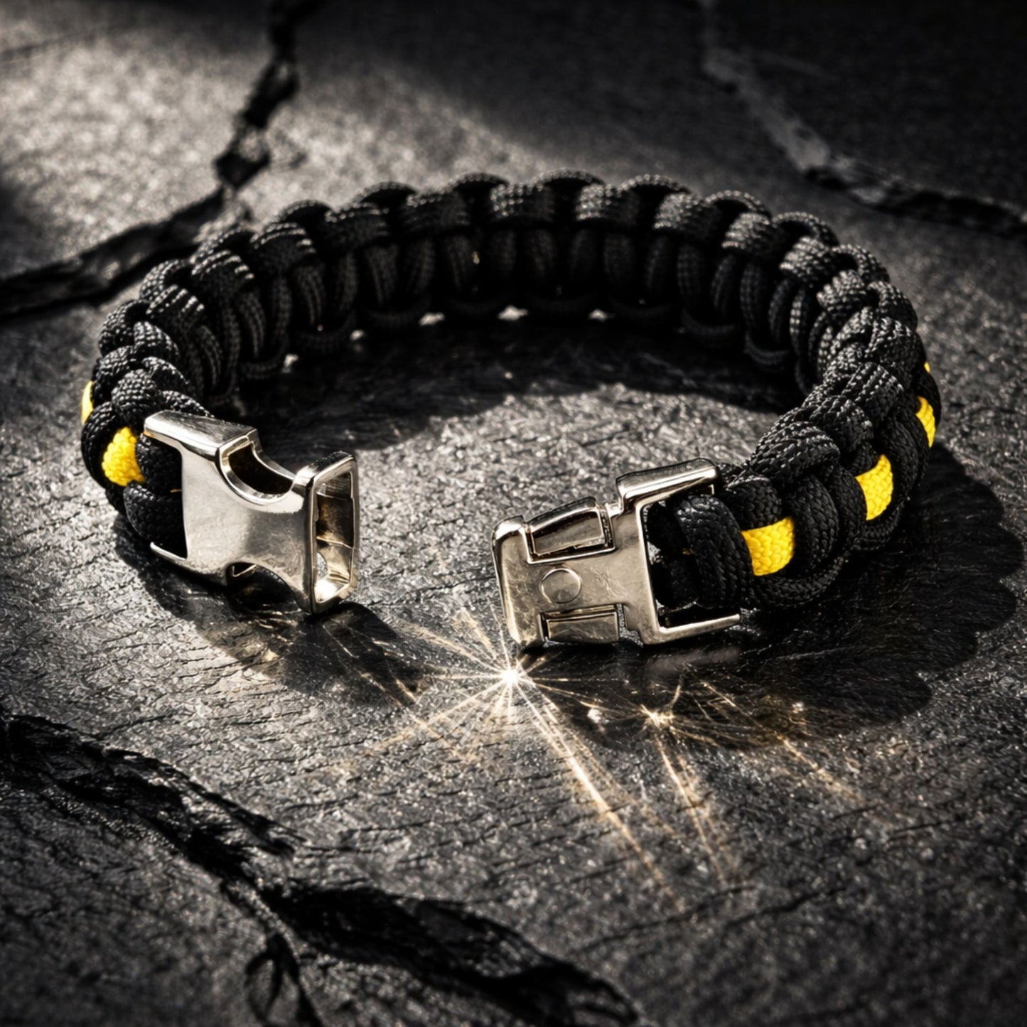 Thin Gold Line Paracord Bracelet - Handmade 911 Emergency Dispatcher Support Bracelet
