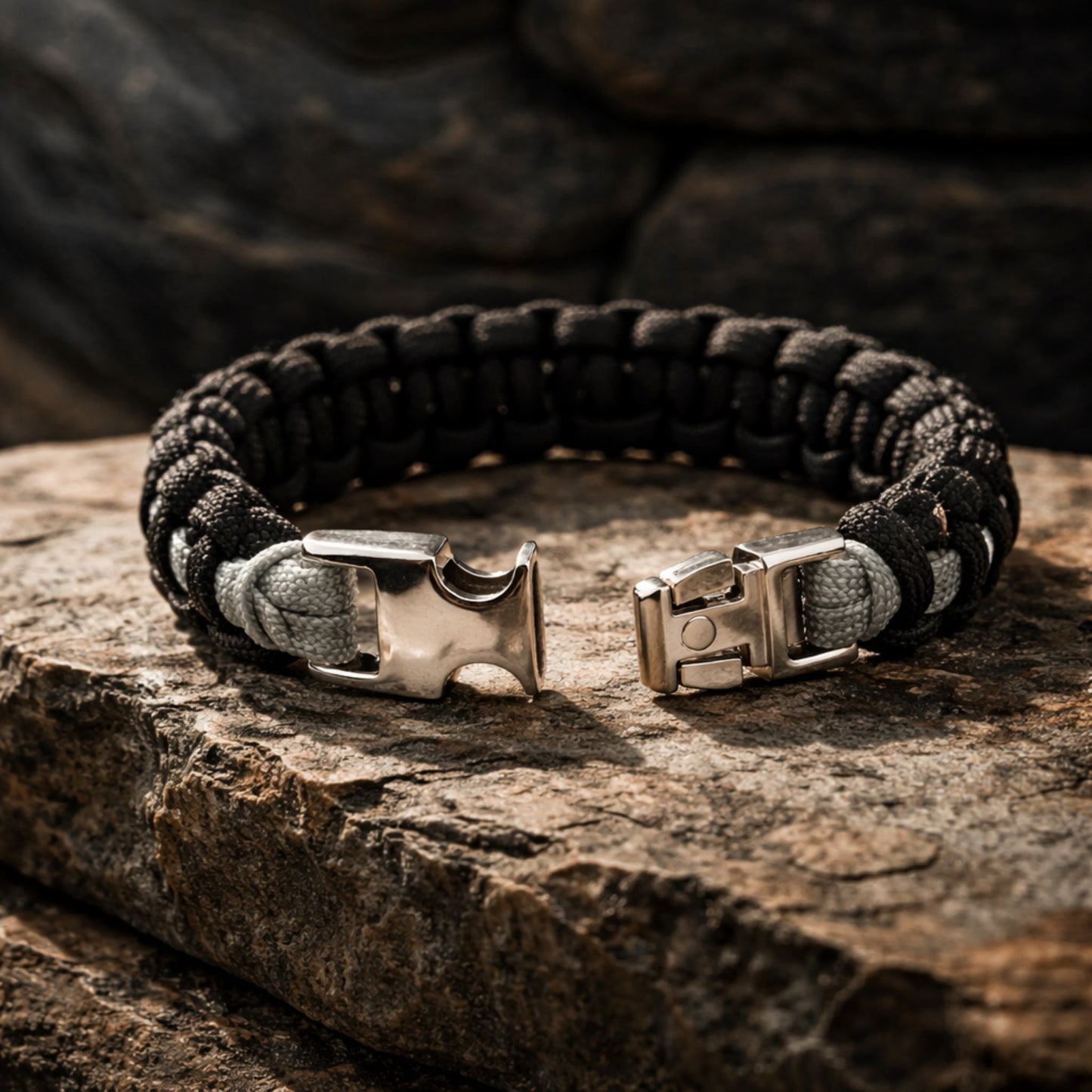 Thin Silver Line Paracord Bracelet - Handmade Corrections Officer Support Bracelet