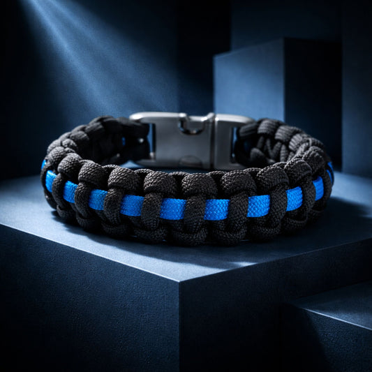 Thin Blue Line Paracord Bracelet – Handmade Law Enforcement Support Bracelet