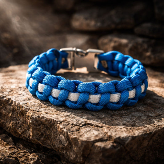 Thin White Line Paracord Bracelet - Handmade EMS/EMT/Paramedic Support Bracelet