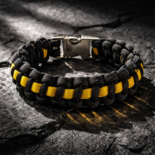 Thin Gold Line Paracord Bracelet - Handmade 911 Emergency Dispatcher Support Bracelet