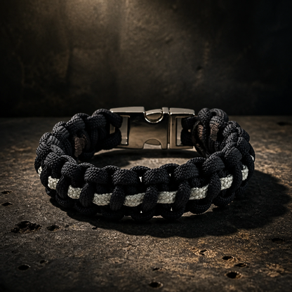 Thin Silver Line Paracord Bracelet - Handmade Corrections Officer Support Bracelet