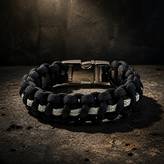 Thin Silver Line Paracord Bracelet - Handmade Corrections Officer Support Bracelet