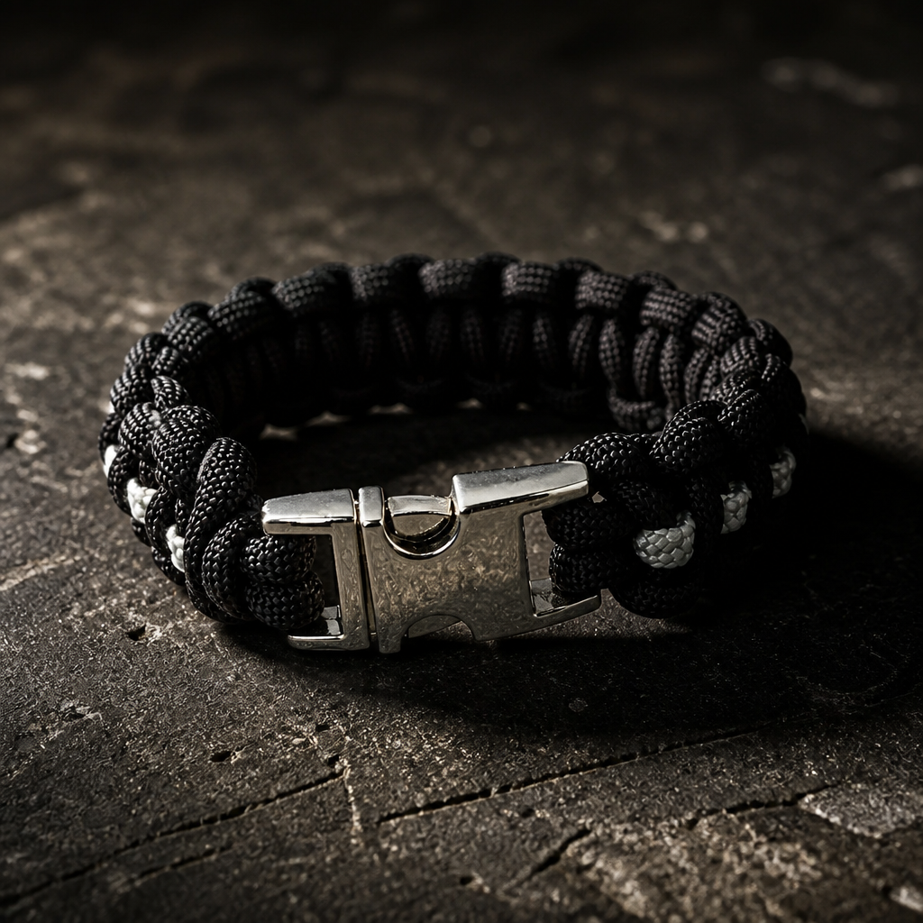 Thin Silver Line Paracord Bracelet - Handmade Corrections Officer Support Bracelet