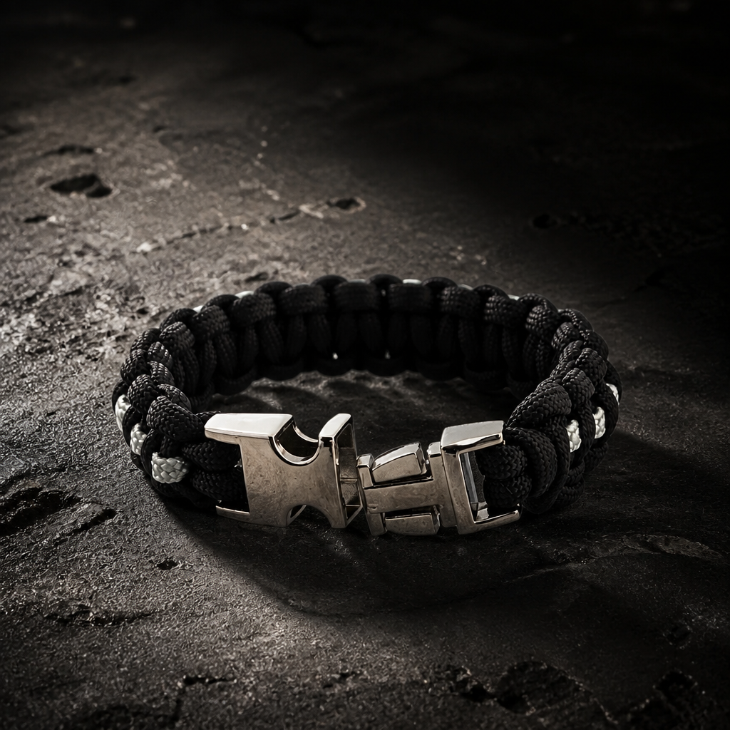Thin Silver Line Paracord Bracelet - Handmade Corrections Officer Support Bracelet