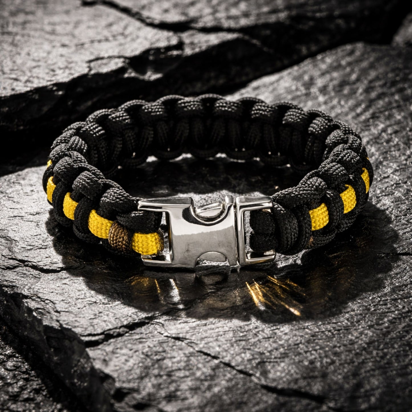 Thin Gold Line Paracord Bracelet - Handmade 911 Emergency Dispatcher Support Bracelet