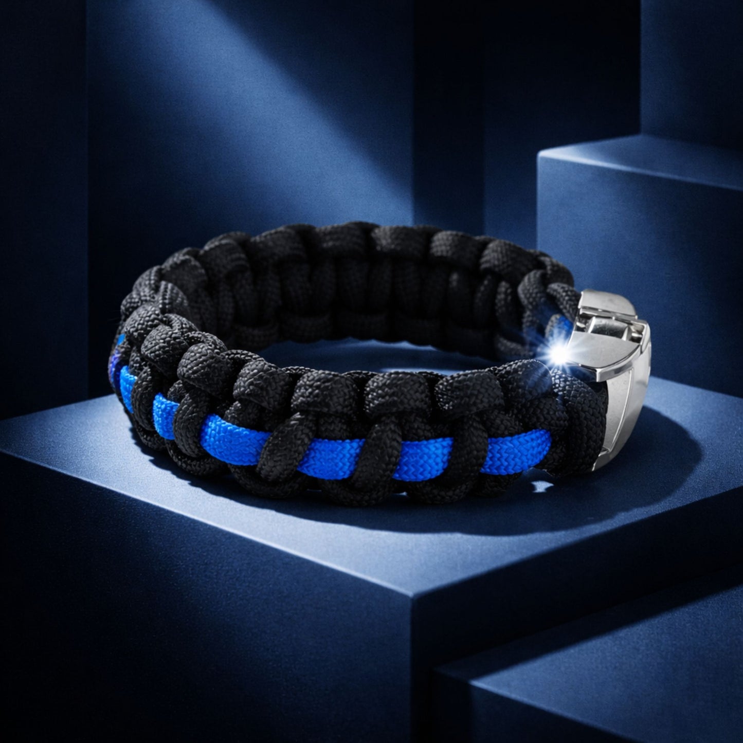Thin Blue Line Paracord Bracelet – Handmade Law Enforcement Support Bracelet