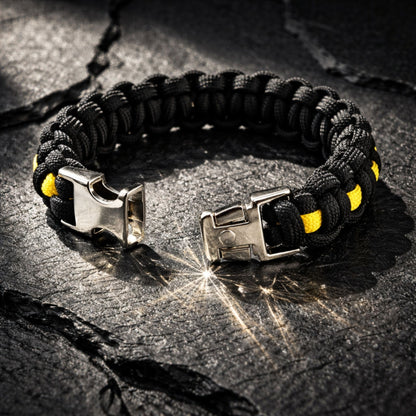 Thin Gold Line Paracord Bracelet - Handmade 911 Emergency Dispatcher Support Bracelet