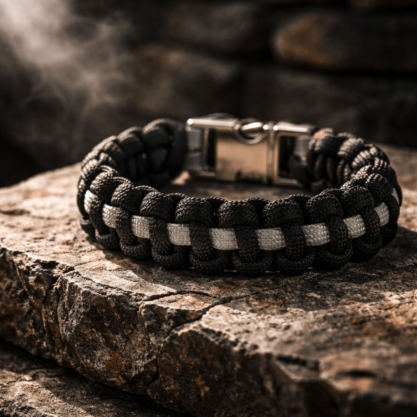 Thin Silver Line Paracord Bracelet - Handmade Corrections Officer Support Bracelet