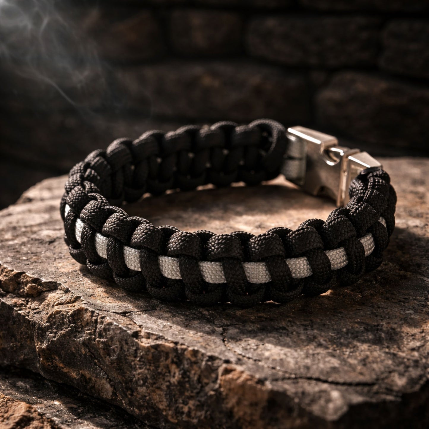 Thin Silver Line Paracord Bracelet - Handmade Corrections Officer Support Bracelet