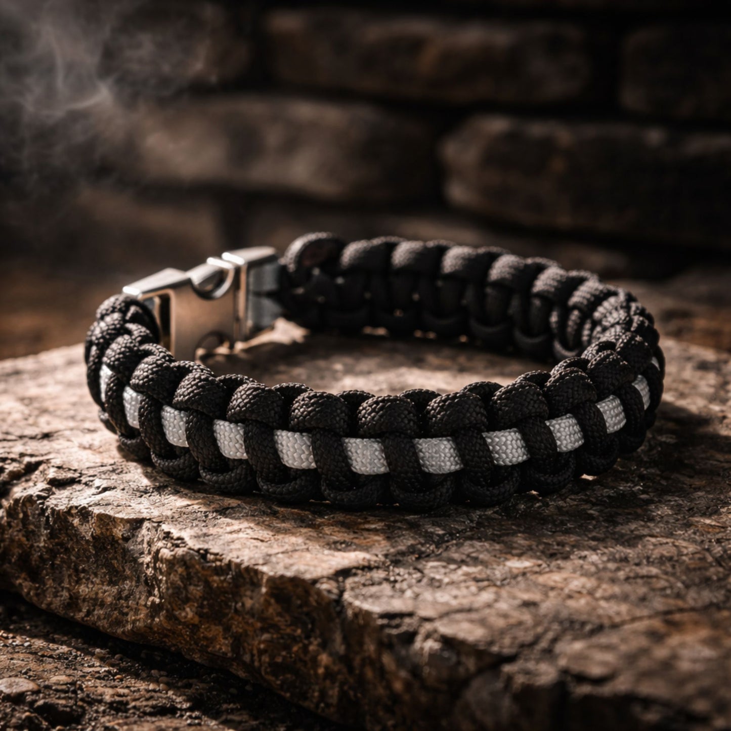 Thin Silver Line Paracord Bracelet - Handmade Corrections Officer Support Bracelet