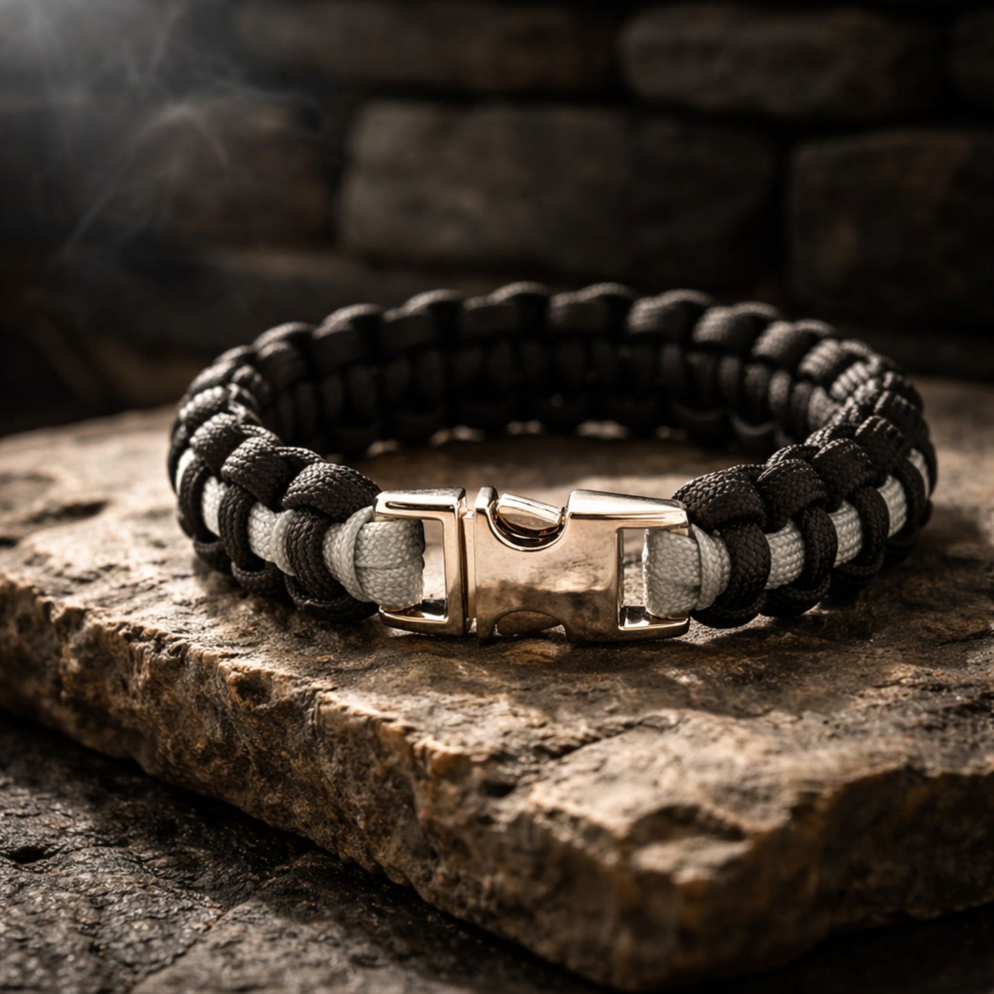 Thin Silver Line Paracord Bracelet - Handmade Corrections Officer Support Bracelet