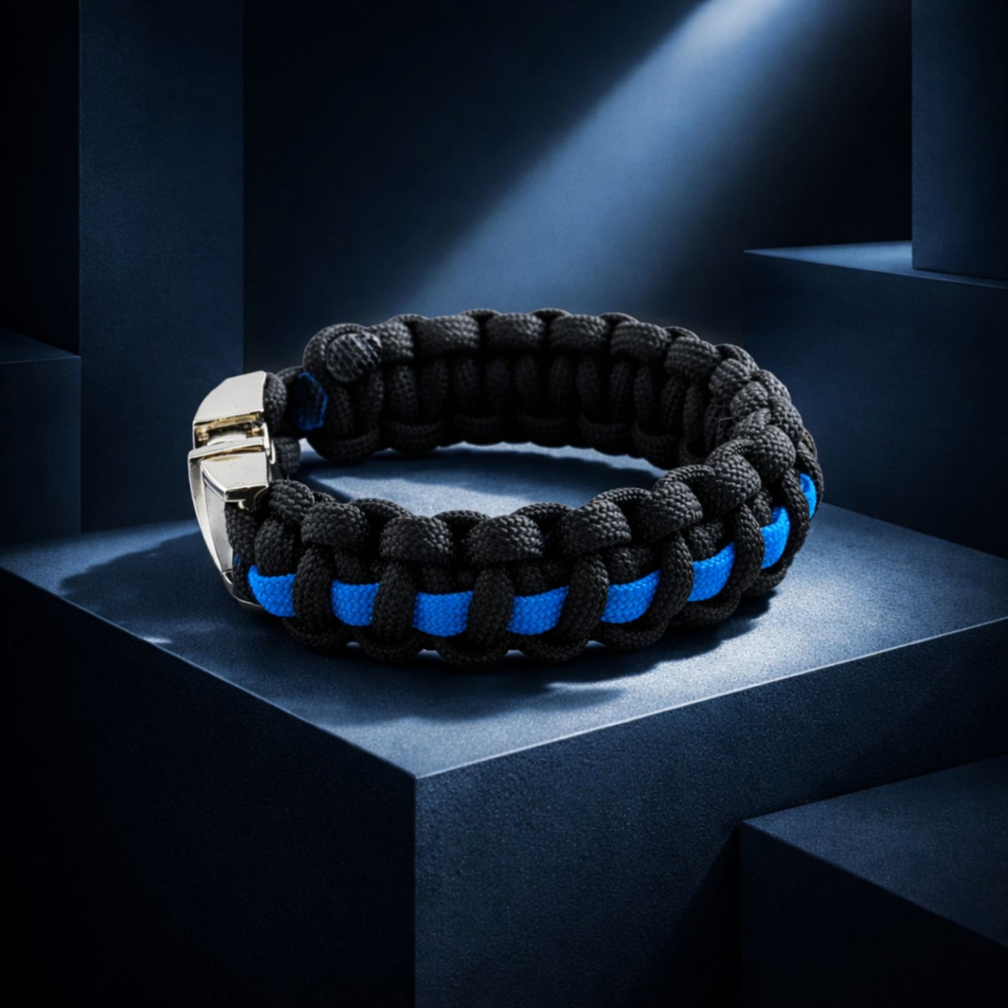 Thin Blue Line Paracord Bracelet – Handmade Law Enforcement Support Bracelet