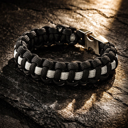 Thin Silver Line Paracord Bracelet - Handmade Corrections Officer Support Bracelet