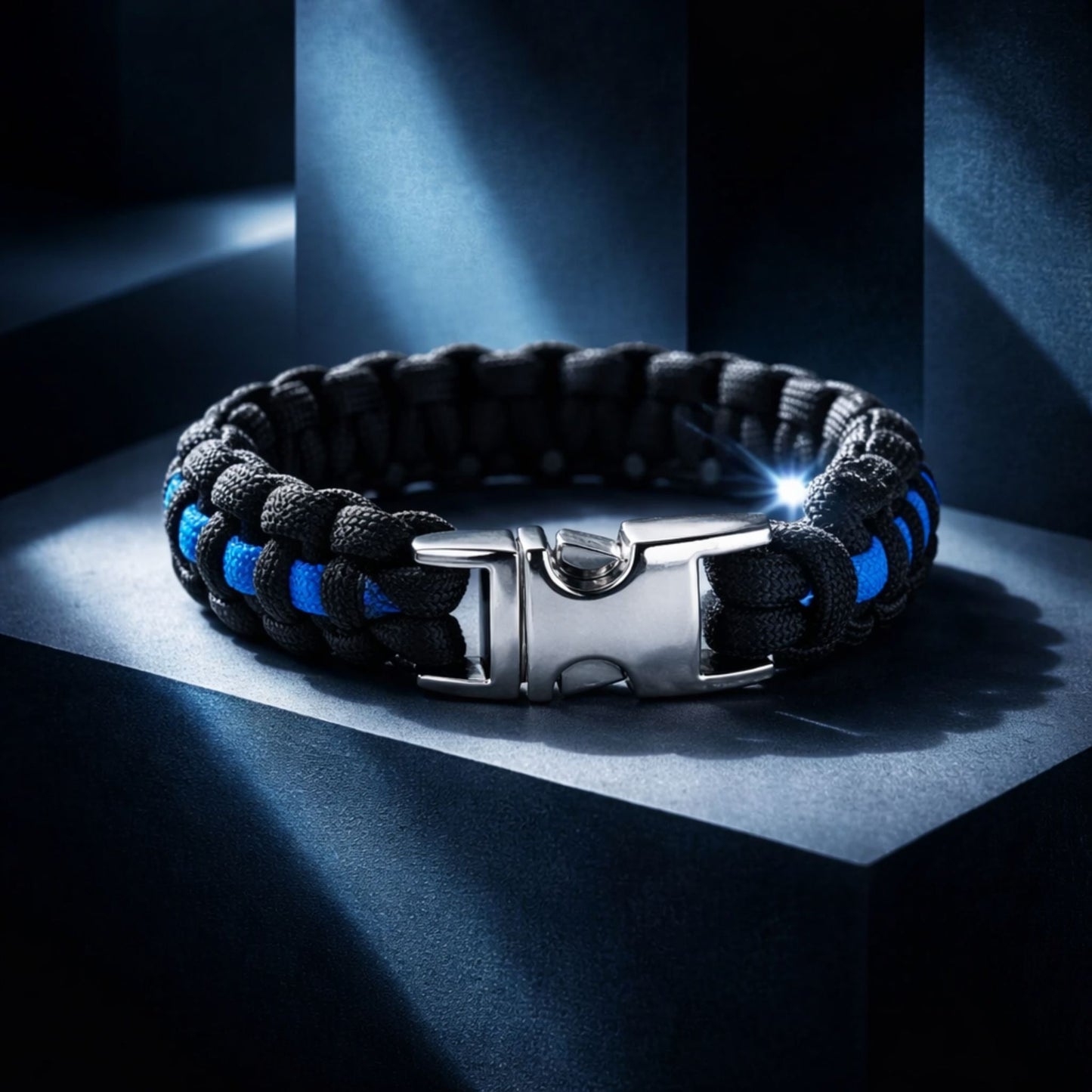 Thin Blue Line Paracord Bracelet – Handmade Law Enforcement Support Bracelet