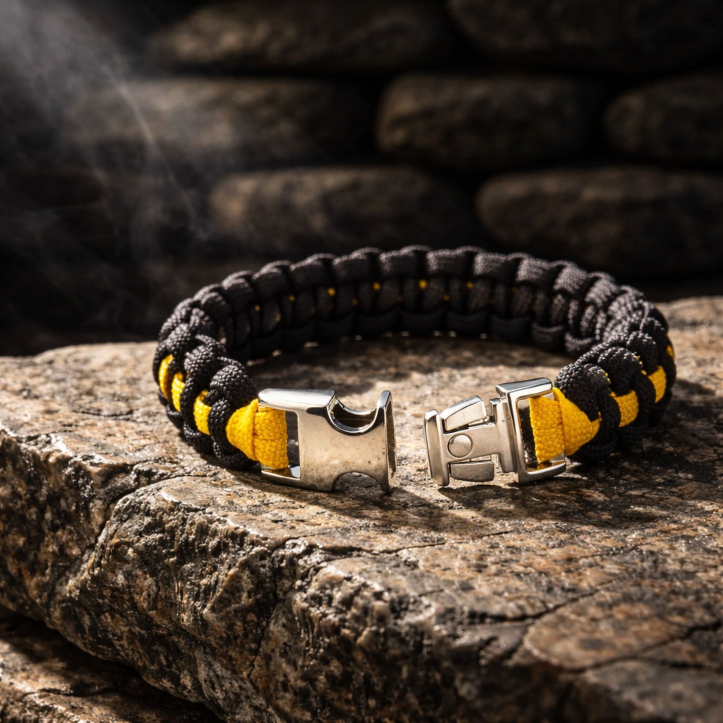 Thin Gold Line Paracord Bracelet - Handmade 911 Emergency Dispatcher Support Bracelet