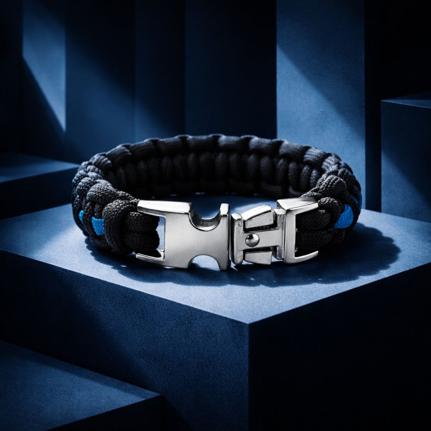 Thin Blue Line Paracord Bracelet – Handmade Law Enforcement Support Bracelet