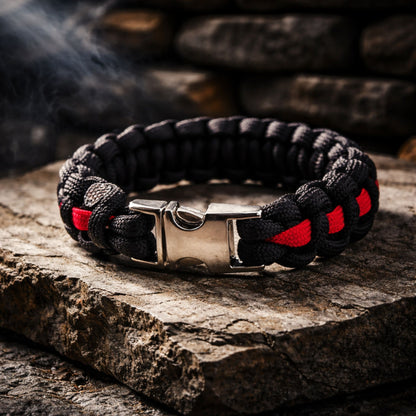 Thin Red Line Paracord Bracelet - Handmade Firefighter Support Bracelet